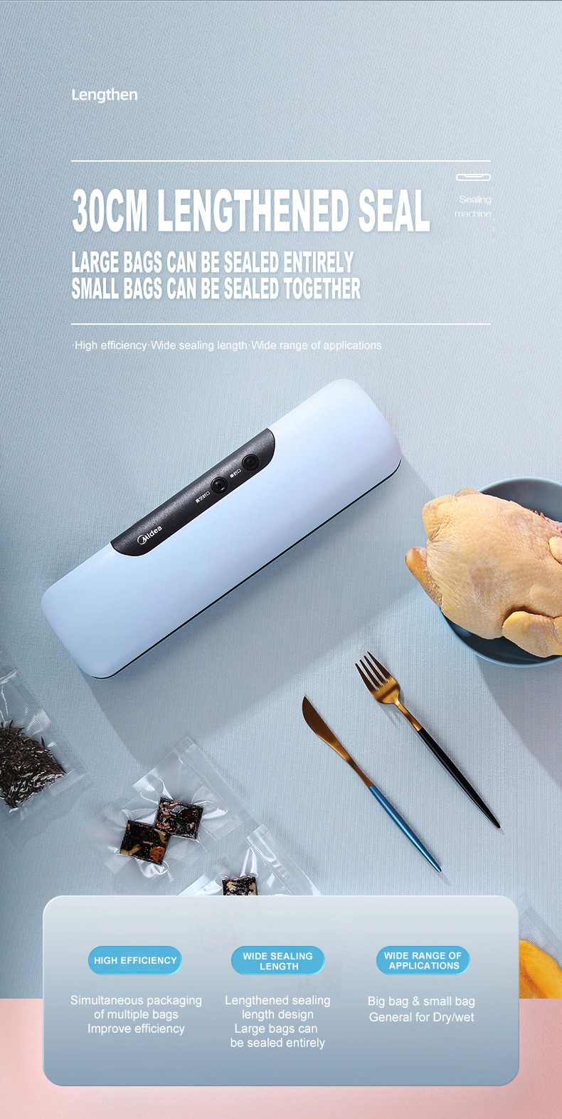 Handheld Vacuum Sealer with BPA Free Vacuum Bags for Food Packaging and Sous Vide Cooking