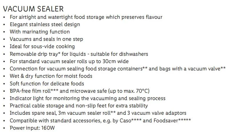 Household Automatic SUS Food Storage Vacuum Sealer 550mbar for Sous-Vide (9966)