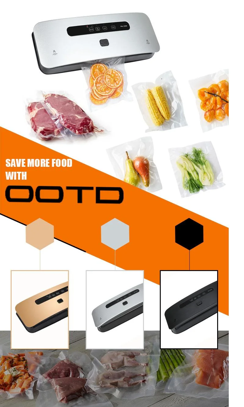 Ootd Kitchen Fresh Food Saver Portable Automatic Vacuum Sealer Machine with Built in Cutter