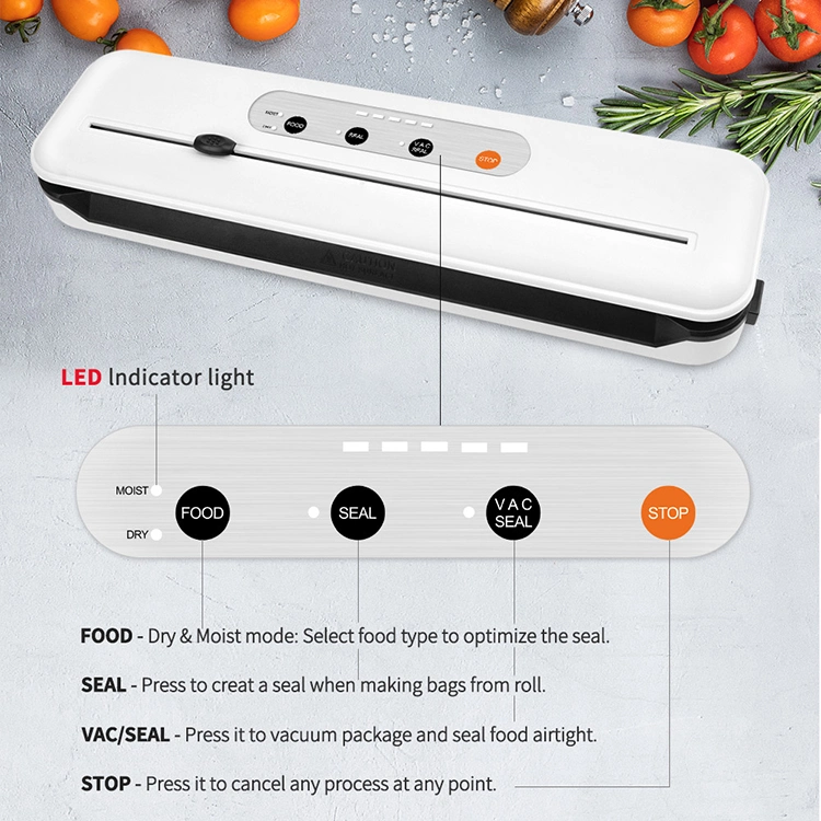 Compact Vacuum Sealer with Automatic Vacuum Air Sealing System Preservation Starter Kit Dry & Moist Food Modes Built in Cutter