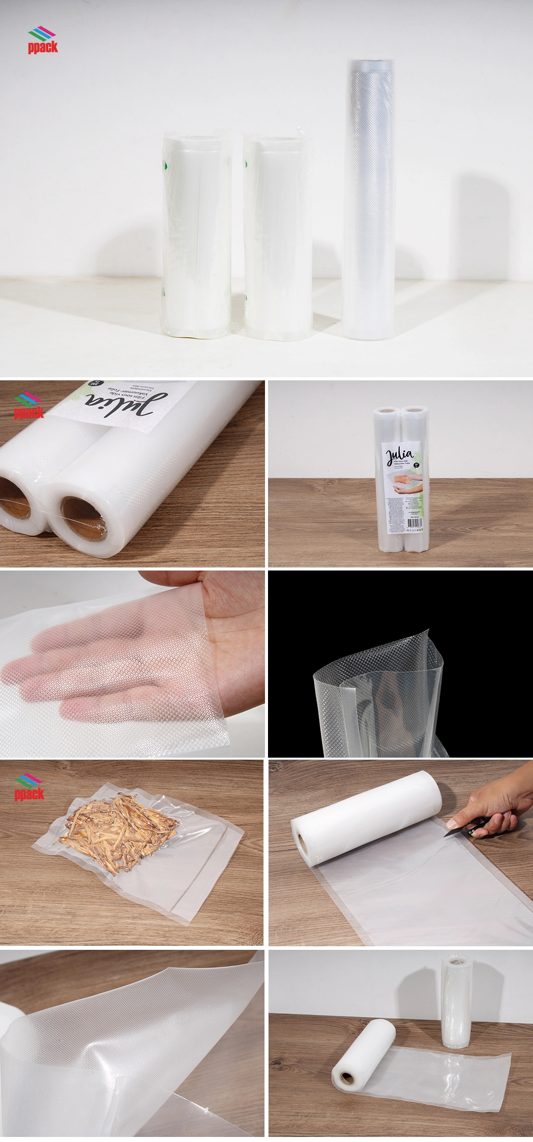 Sample Free! Black Color Seven Layers Co-Extruded Embossed Vacuum Sealer Bags & Rolls for Food Keeping.