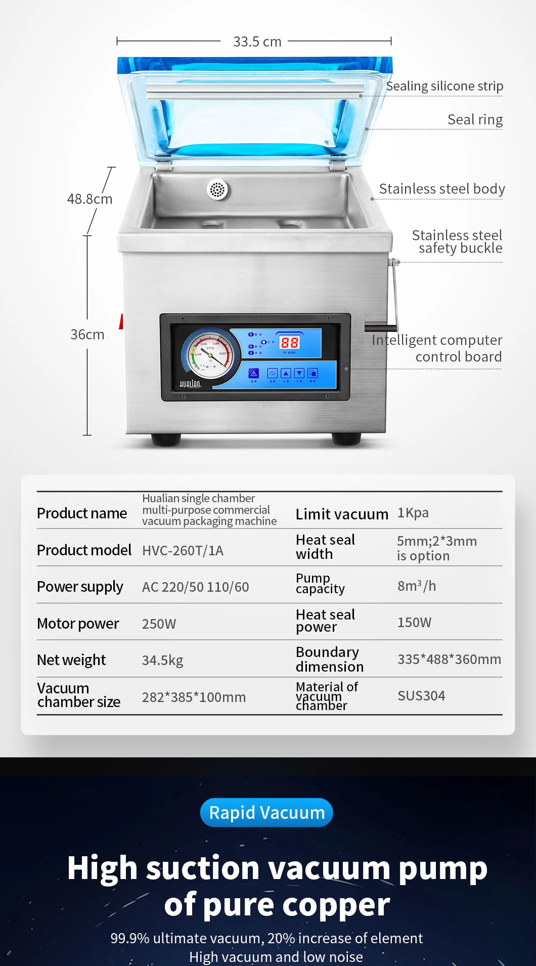 Hualian Commercial Table Top Food Vacuum Sealer